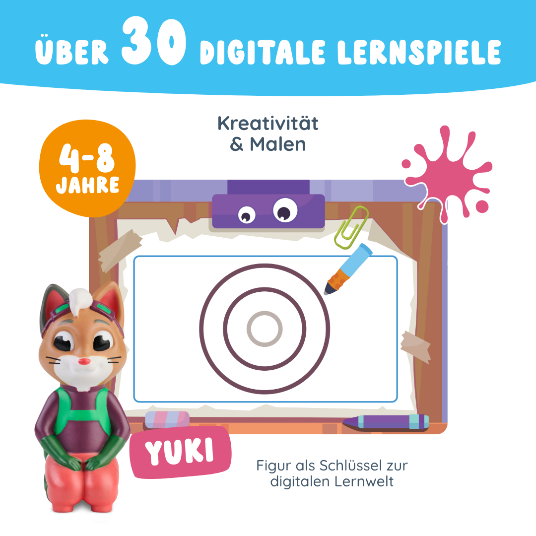Figur Yuki mit über 30 digitalen Lernspielen