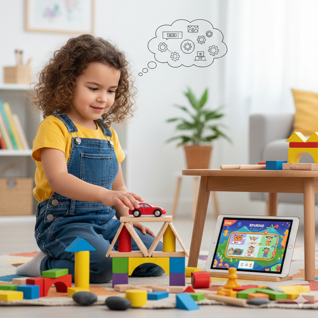 Kind trainiert Problemlösefähigkeit