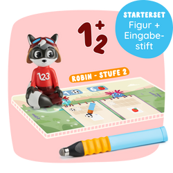 Edurino DE Robin "Erstes Rechnen bis 10" - Stufe 2: Waschbär-Figur mit Activity Board und Eingabestift; Starterset Figur + Eingabestift.